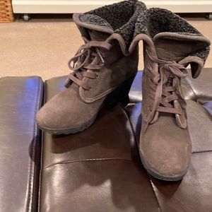 Brown Suede Wedge Boots